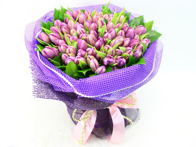 Florist Flower Bouquet - Tulipia! (99 Tulips Bouquet) - L12240 Photo