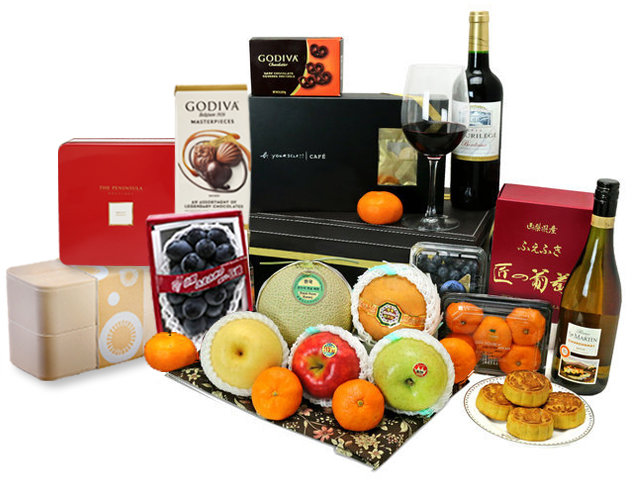 Mid-Autumn Gift Hamper - Mid Autumn Fruit Mandarin Oriental Mooncake With Deluxe Fine Wine Hamper FH112 - L76608292 Photo