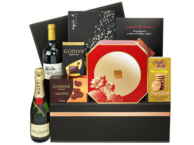 Mid-Autumn Gift Hamper - Mid Autumn Peninsula Moon Cake With Deluxe Fine Wine Fruit Hamper FH110 - M30720A3 Photo